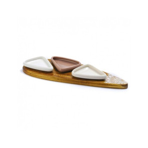 ANTIPASTIERA CON 3 CIOTOLINE GEOMETRIC (36x11x3,5cm)-MH812