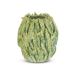 VASO IN CERAMICA CON DECORO FAVE VERDI (28xh.31cm)