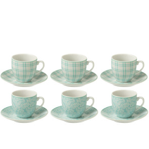 SET 6 TAZZINE +PIATTINI IN CERAMICA BLU (5x5cm)