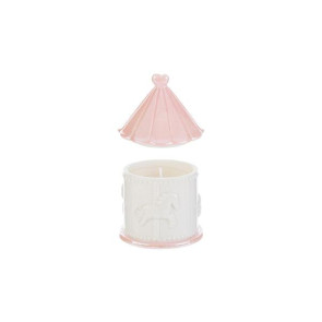 GIOSTRINA IN PORCELLANA ROSA CON CANDELA SOIA ALL&#039,INTERNO C/ASTUCCIO (8x8xh12cm)