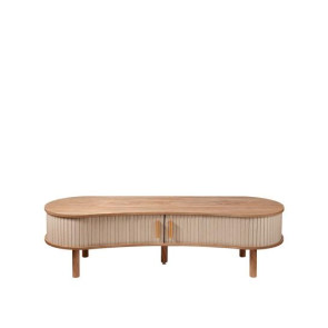MOBILE BASSO IN LEGNO CON DUE ANTE RIVESTITE IN TESSUTO (145x45xh.40cm)