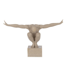 SCULTURA ATLETA+PIEDE IN MARMO SABBIA (49x12,5x33cm)