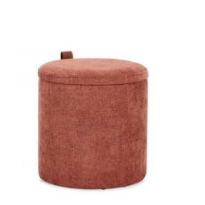 POUF CONTENITORE KATIA IN TESSUTO GINGER CON MANIGLIA IN SIMILPELLE (Ã˜34.5a - 36h)