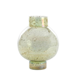 VASO IN VETRO CON FINITURA IN PIETRA VERDE (Ã˜31x38cm)