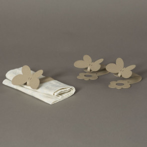 SET 6 PZ FERMA TOVAGLIOLI FARFALLE IN FERRO  BEIGE 7X5X10