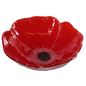 BOLO GRANDE PAPAVERO IN CERAMICA PRATO ROSSO (diam.32cm)