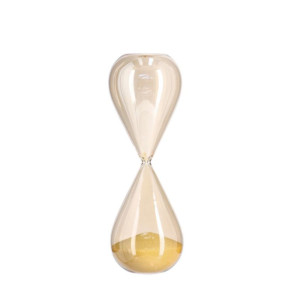 CLESSIDRA IN VETRO TEMPERATO IN AMBRA CON SABBIA GIALLO OCRA (Ã˜10x29,3h)