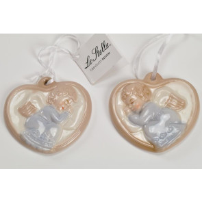 APPENDINO CUORE IN PORCELLANA CON ANGELO CELESTE 2 ASS H8CM