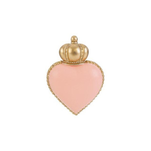 CALAMITA CUORE CON CORONA IN RESINA ROSA CON DETTAGLI IN ORO (4x5cm)