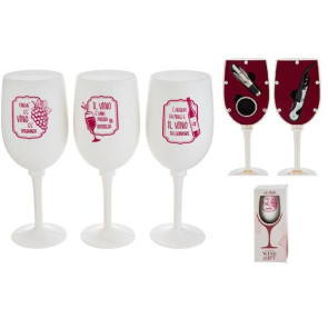 ACCESSORI 3PZ VINO IN CALICE IN METALLO BIANCO CON SCATOLINA IN CARTONE DECORATA