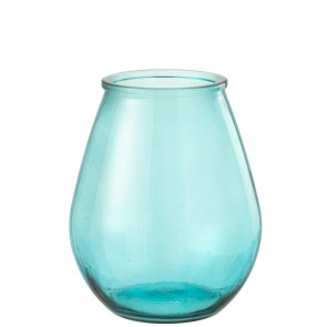 VASO PICCOLO OVALE IN VETRO VERDE ACQUA (29x29x35,5cm)