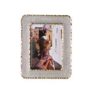 PORTAFOTO RETTANGOLARE EFFETTO TEXTURE CON DETTAGLI IN ORO (13x18cm)