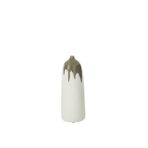 VASO BOTTIGLIA IN CERAMICA VERDE OLIVA/BIANCO (18x18x47cm)