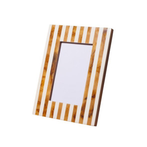 PORTAFOTO IN LEGNO NATURALE E MARMO BIANCO (10x15cm)