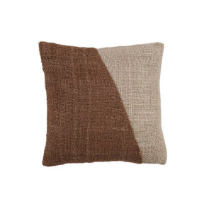 CUSCINO QUADRATO IN TESSUTO BICOLORE MARRONE E BEIGE (45x45cm)