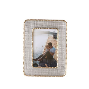PORTAFOTO RETTANGOLARE EFFETTO TEXTURE CON DETTAGLI IN ORO (10x15cm)
