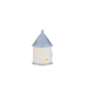 GIOSTRINA CON LED IN PORCELLANA CELESTE C/ASTUCCIO (8x8xh.12cm)