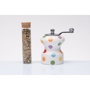 MACINAPEPE IN CERAMICA COLORATA POIS CON PROVETTA DI PEPE (h.9cm)
