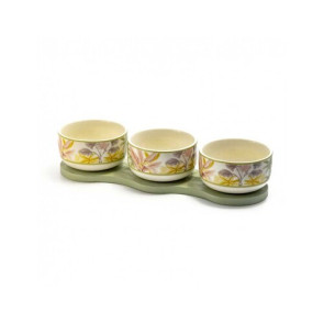 ANTIPASTIERA 3 CIOTOLINE IN CERAMICA LINEA TROPICAL (32,5x10x7cm)
