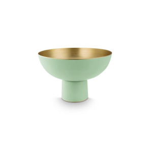 ALZATA ROTONDA CON BASE IN METALLO MATTO VERDE/ORO (30x20cm)