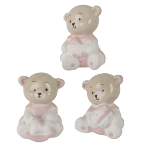 BIBI ORSACCHIOTTO IN CERAMICA ROSA 3 SOGG. ASSORTITI (h.4cm)