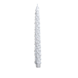 CANDELA CON STELO ALBERO DI NATALE IN CERA BIANCA (2xh.25cm)