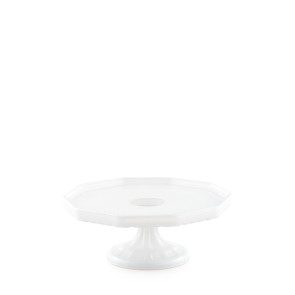ALZATA PIANA PICCOLA BIANCA CON BORDO ORO IN VETRO (19,5x19,5x1,5cm)