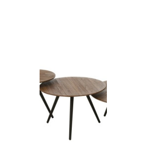 TAVOLINO ROTONDO CON PIEDI IN METALLO NERO CON PIANO IN LEGNO DI TEAK SMALL (50x50x35cm)
