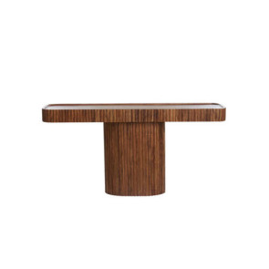 CONSOLLE CON BASE+PIANO RETTANGOLARE IN LEGNO DI ACACIA MARRONE SCURO (154x39x76,5cm)
