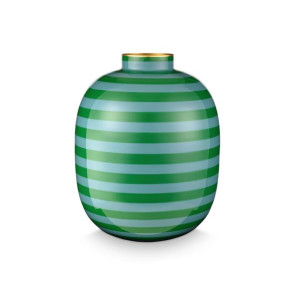 VASO IN METALLO A STRISCE VERDE (32cm)