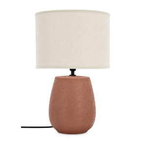 LAMPADA DA TAVOLO CON BASE IN CERAMICA TERRACOTTA E PARALUME IN LINO (Ã˜26x41,5h)