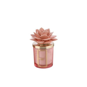 CANDELA PROFUMATA CON TAPPO GARDENIA IN CERAMICA DI CAPODIMONTE PESCA (200g)