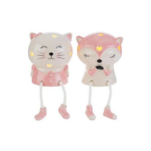 ANIMALETTO LED IN PORCELLANA ROSA-2 MODELLI ASSORTITI (9x8,5xh.10cm) C/SHOPPER 13694