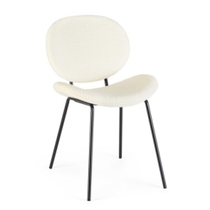 SEDIA CON STRUTTURA IN METALLO NERO, RIVESTIMENTO EFFETTO BOUCLE' PANNA (52a - 59.5b - 79.5h - 45.5h1)