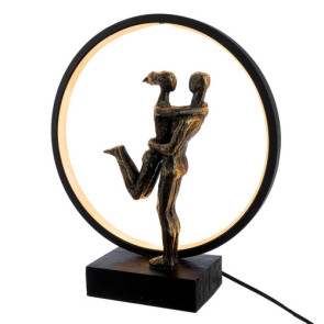 LAMPADA DA TAVOLO CON LED ALL'INTERNO SCULTURA COPPIA IN METALLO BRONZO (10x30x35cm)