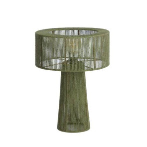 LAMPADA DA TAVOLO IN TESSUTO VERDE JUTA ( Ã˜37x51 cm)