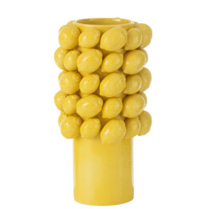 VASO ALTO CON LIMONI IN CERAMICA GIALLO (19x19x34,5cm)