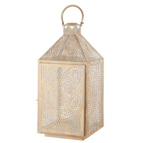 LANTERNA GRANDE TRAFORATA IN METALLO ARGENTO/ORO (25x26xh.54cm)