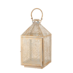 LANTERNA MEDIA TRAFORATA IN METALLO ARGENTO/ORO (20x21xh.41cm)
