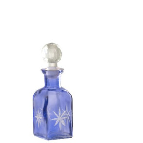 BOTTIGLIA DECORATIVA +TAPPO IN VETRO BLU (12x12x4,5cm)