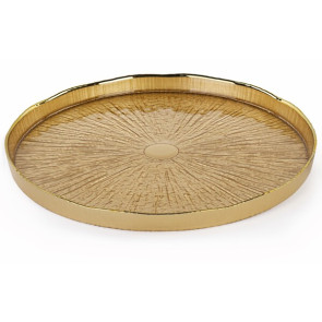 VASSOIO ROTONDO IN VETRO ORO (32xh.25cm)
