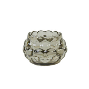 PORTA T-LIGHT ROTONDO IN VETRO BOLLATO GRIGIO (Ã˜12,5x8,5 cm)
