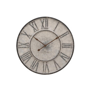 OROLOGIO ROTONDO IN METALLO BIANCO/NERO CON NUMERI ROMANI (diam.99cm)