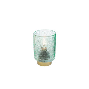 LAMPADA LED IN VETRO VERDE CON DETTAGLIO IN ORO (10xh.15cm)-CON SHOPPER 3893