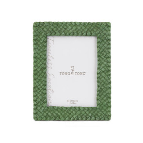 PORTAFOTO RETTANGOLARE EFFETTO TEXTURE RATTAN VERDE (18,5x23,5cm)(int.13x18cm)
