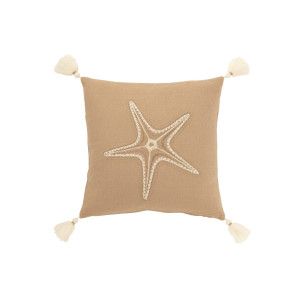 CUSCINO IN COTONE CON DECORAZIONE STELLA+NAPPE BEIGE/CREMA (45x45cm)