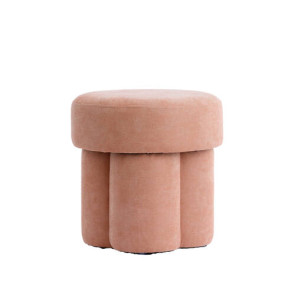POUF CON STRUTTURA IN LEGNO E RIVESTIMENTO IN TESSUTO ARANCIONE CHIARO (Ã˜42x43 cm)