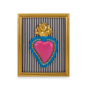 CORNICE RETTANGOLARE CON SACRO CUORE E RIGHE VERTICALE (22x18cm)