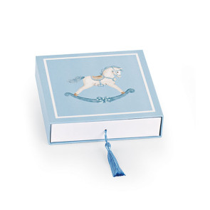 SCATOLA CAVALLINO AZZURRO CON NAPPA+INSERTO (12x12x4cm)