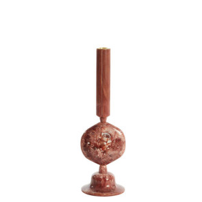 PORTACANDELA ALTO IN RESINA E OTTONE BORDEAUX (Ã˜10x36 cm)
